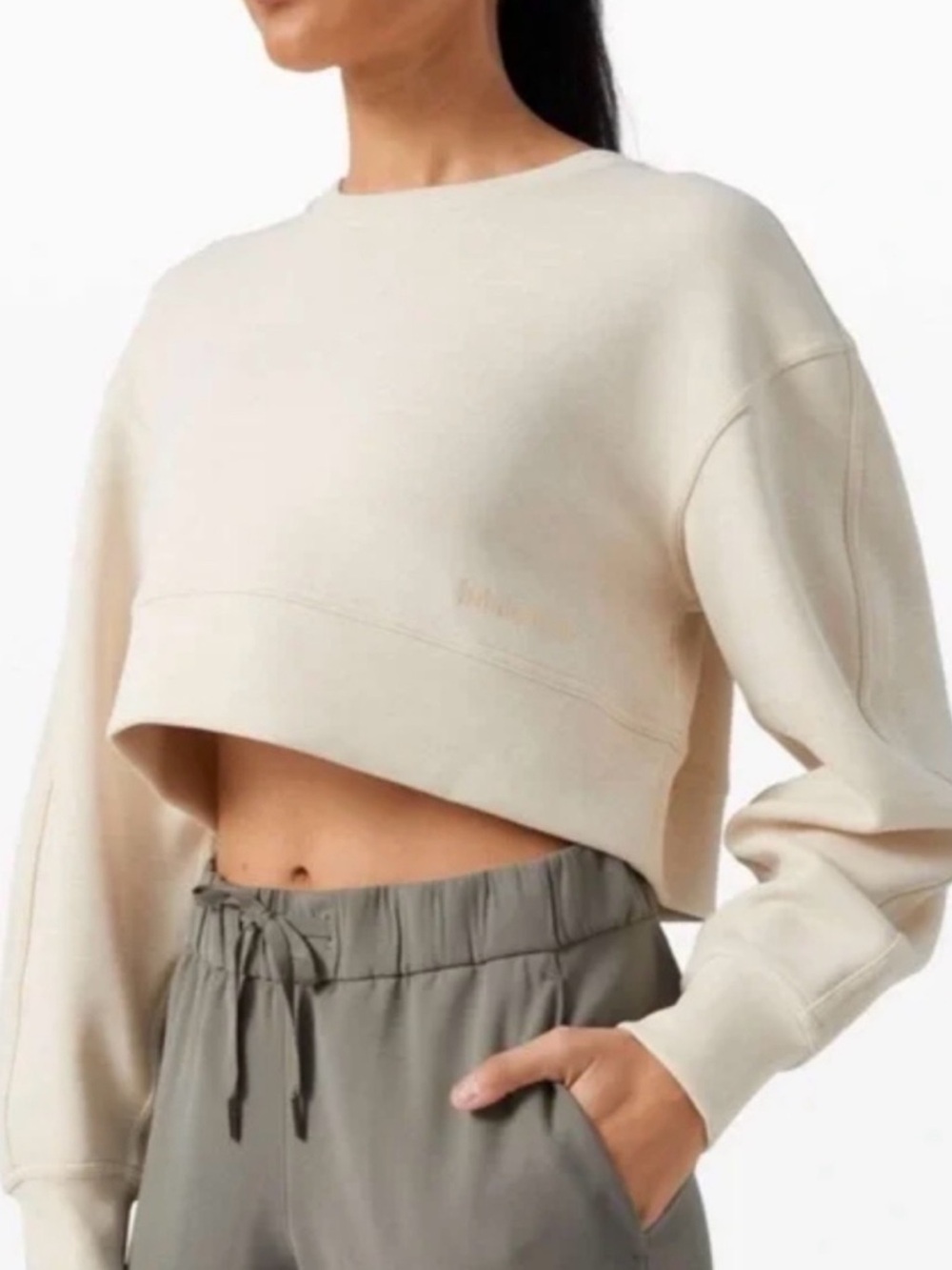 lululemon athletica Cropped Crew Sweatshirt - Cream - Picture 2 of 8